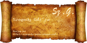 Szegedy Géza névjegykártya